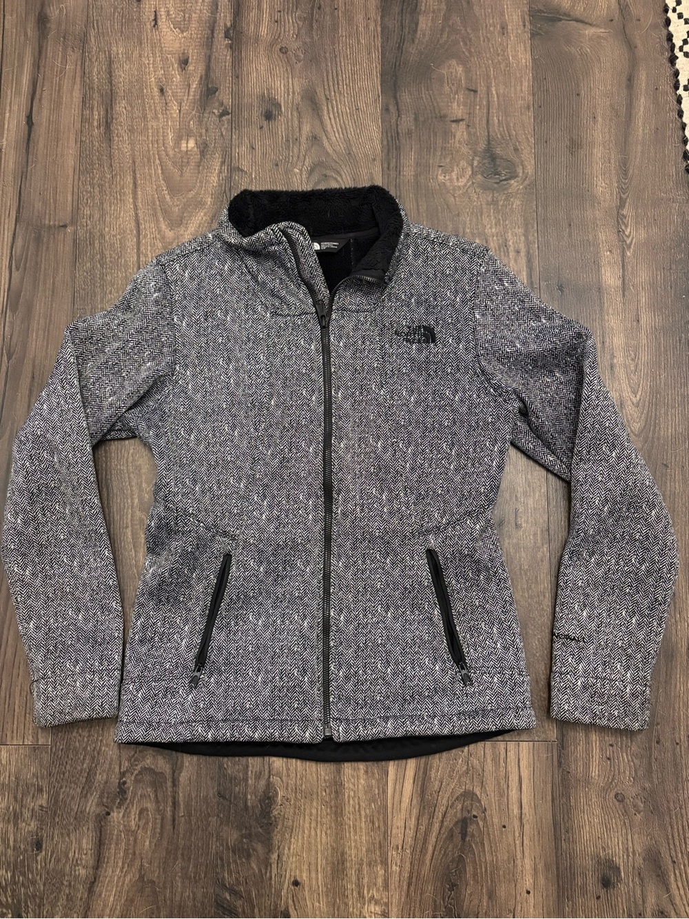 The North Face Women's Heather Gray Zip-Up Teddy Jacket